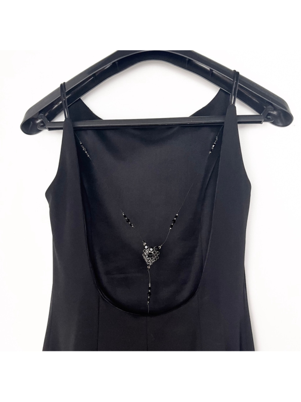 VTG DAVE & JOHNNY Laura Ryner Beaded Back Black Dress 90s Goth 5/6 classic CBK
